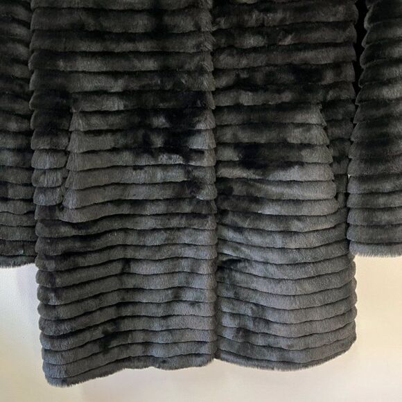 Vintage Nuage Black Faux Carved Fur Mid Length Coat - Picture 5 of 8